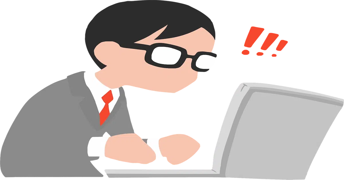 Person surprised while using laptop