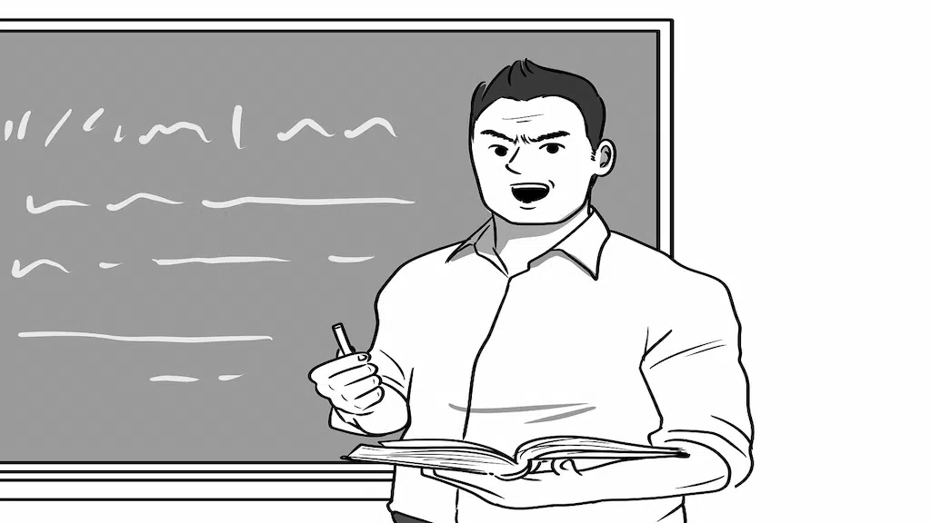 supportive teacher talking with students in a friendly classroom environment