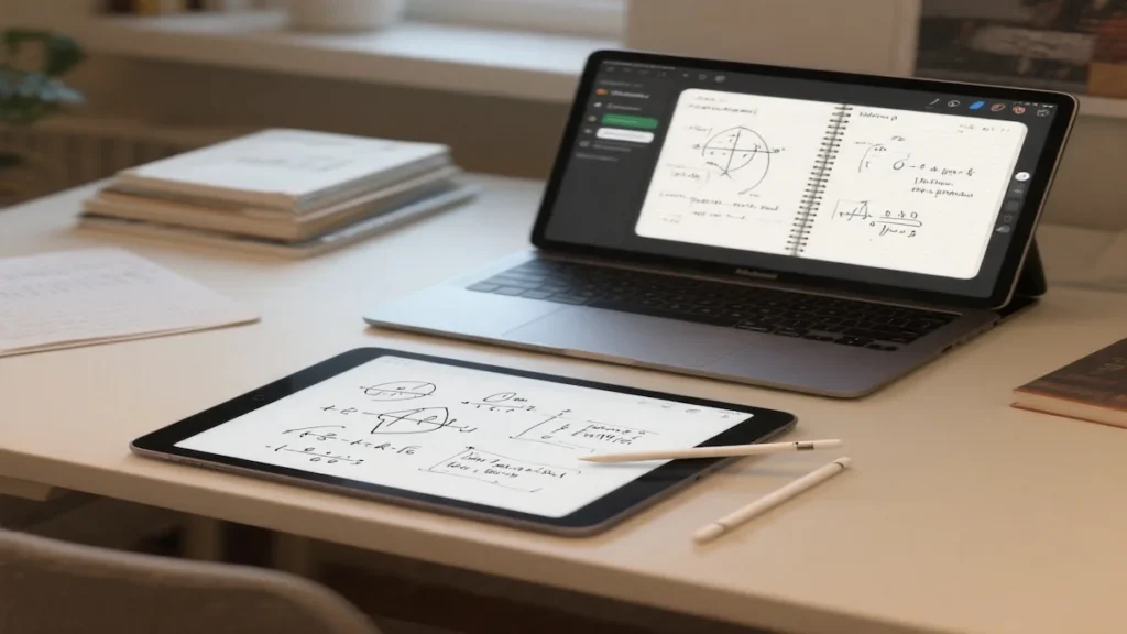 handwritten notes workflow for students using Mac with iPad and Apple Pencil