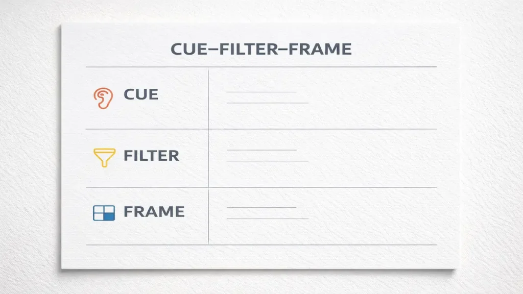 Active listening for note taking: CUE–FILTER–FRAME system to capture key ideas in lectures