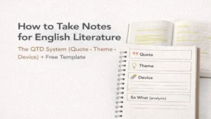 How to Take Notes for English Literature (College): The Quote–Theme–Device System + Free Template (Essays & Exams)