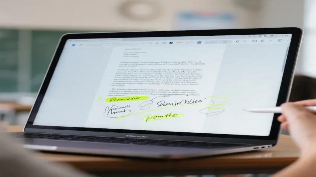 Annotating a PDF on a touchscreen Chromebook with a stylus