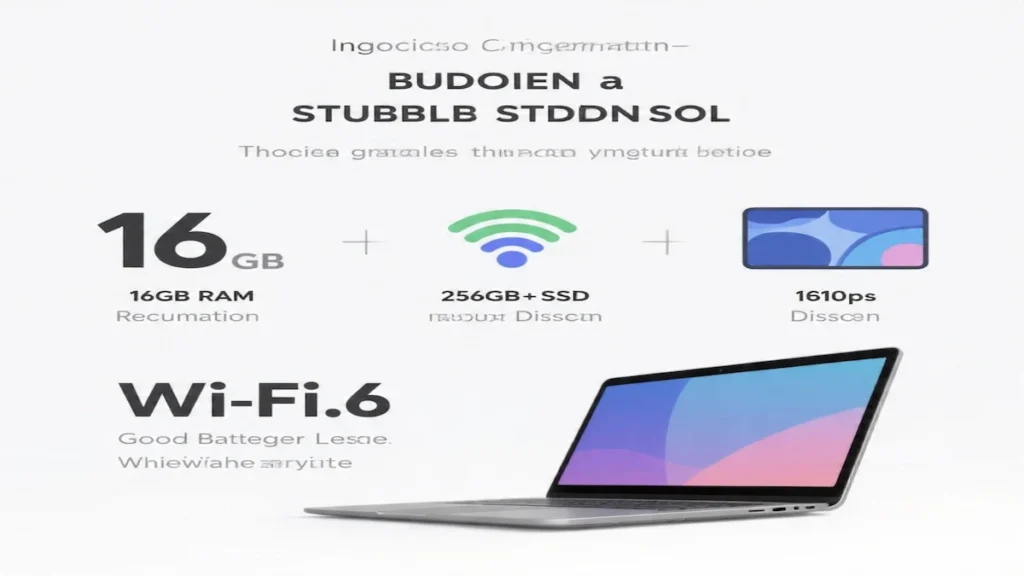 Checklist for choosing a cheap laptop for university: RAM, SSD, and 1080p display